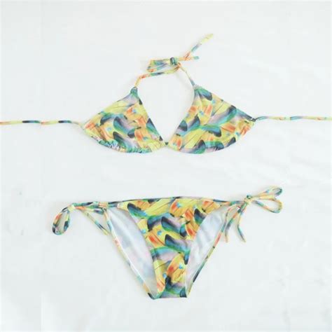 Yellow Maple Colored Style Bikini Summer Bathing Suit Brazilian Sexy Bikinis Set 2017 3d Digital