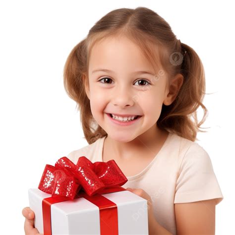 Primer Retrato De Una Niña Feliz Y Sonriente Con Regalo De Navidad Png Bebé De Navidad Regalo