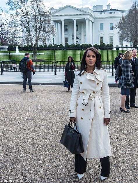 Kerry Washington Dons Trench Coat For Shoot Outside White House Daily