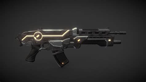 Sci Fi Assault Rifle Laser Blaster 3d Model By Sergeykuchmin [ae13f3a] Sketchfab
