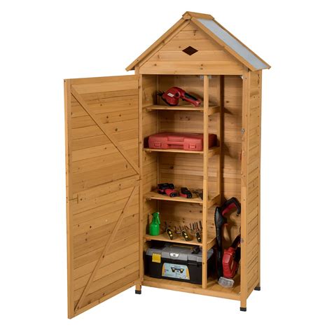 Costway Wooden Garden Shed 5 Shelves Tool Storage Cabinet With