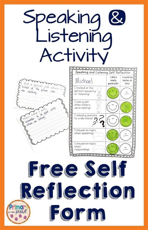 Speaking & listening self reflection form