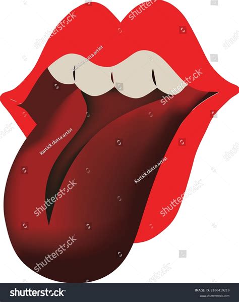 Sexy Red Lips Icon Seductive Tounge Stock Vector Royalty Free