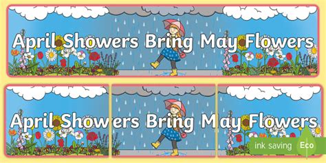 👉 April Showers Bring May Flowers Display Banner Twinkl