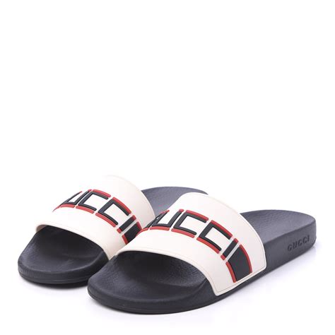 Gucci Rubber Mens Stripe Slide Sandals 40 White 612490 Fashionphile
