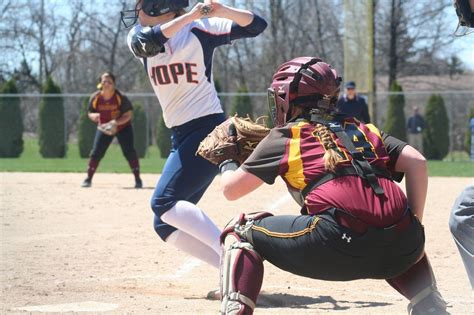 Hope Softball Takes Two From Calvin Both Teams Qualify For Miaa Tournament