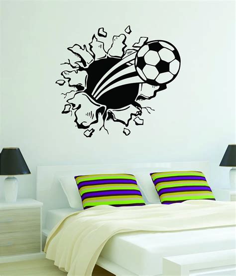 Soccer Ball Bursting Through The Wall Design Sports Decal Sticker Wall