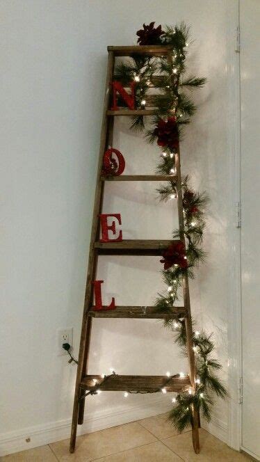 Old Wooden Ladderchristmas Decorations Change Decor With Different