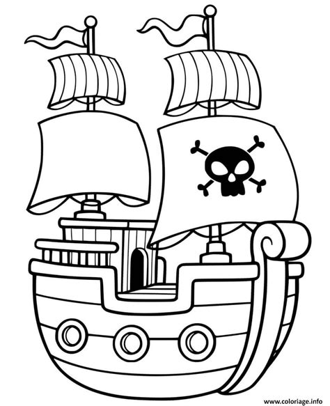 Coloriage Bateau Pirate Simple Maternelle JeColorie Com