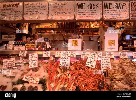Pike Place Market Seattle Washington State Usa Fresh Fish And