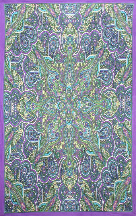 Kaleidoscope Paisley Indian Throw Tablecloth Spread Twin 60x90 Gorgeous