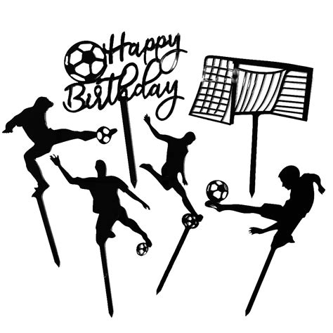 buy day 6pcs acrylic football cake topper happy birthday cake topper cupcake toppers football