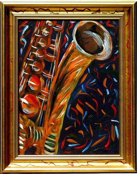 Saxophone Original Signed Acrylic Painting By Michael Arnold