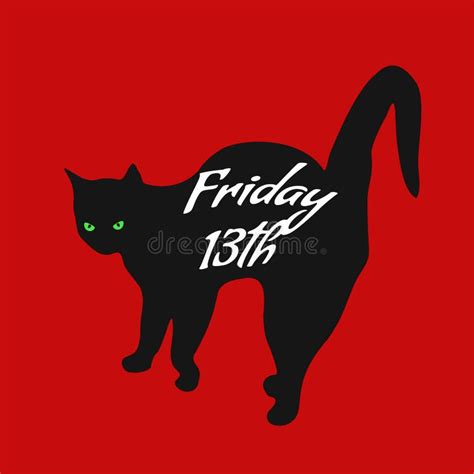 Black Cat Friday The 13th Freehand Design Stock Vector