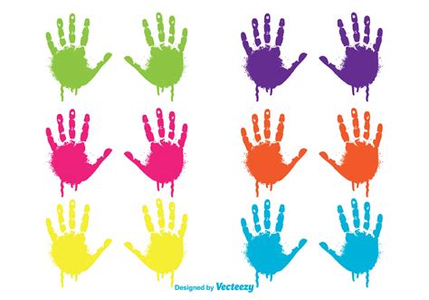 Colorful Dripping Child Handprints Set 98801 Vector Art at Vecteezy
