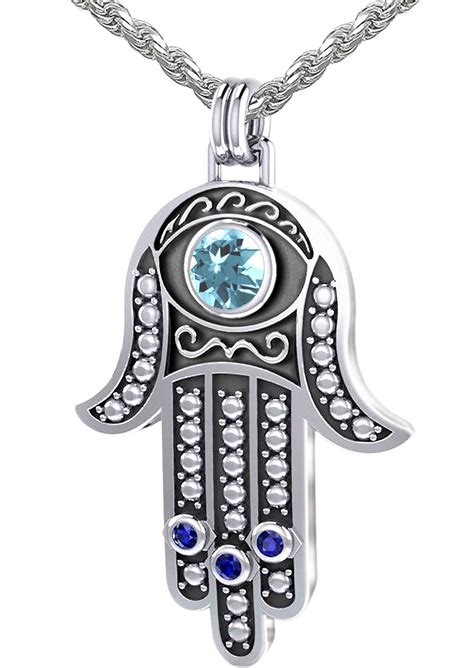 New Men S 1 5 8in 0 925 Sterling Silver Hamsa Protection Amulet Pendant Necklace Ebay