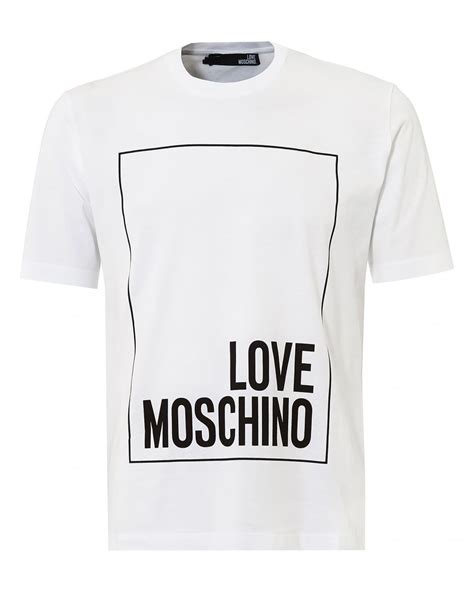 Love Moschino Mens Boxed Logo T Shirt Regular Fit White Tee