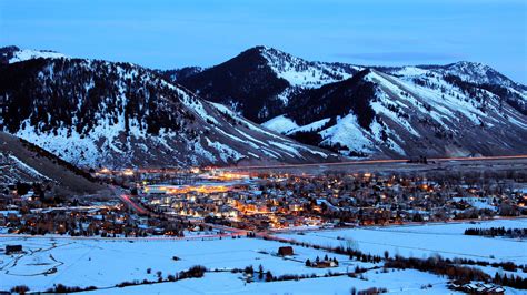 Winter Snow Mountain Town Wyoming Jackson Wallpapers Hd Desktop