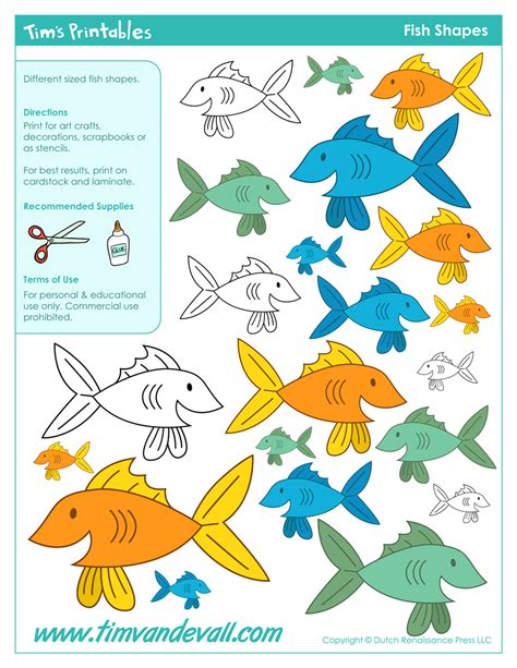 Printable Fish Templates For Kids Preschool Fish Shapes