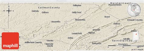 Shaded Relief Panoramic Map Of Blount County