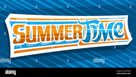 vector banner for summer time greeting card with curly calligraphic font illustration of
