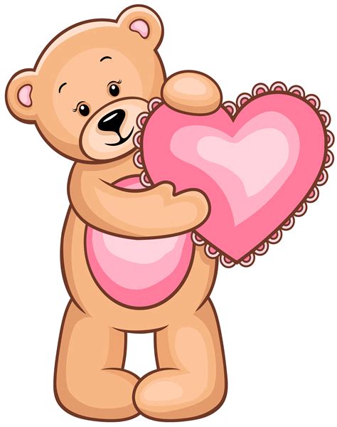 Transparent Teddy Bear With Pink Heart Png Clipart Valentines Day