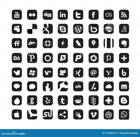 Conjunto De Populares Logos De Medios Sociales En Fondo Blanco Foto