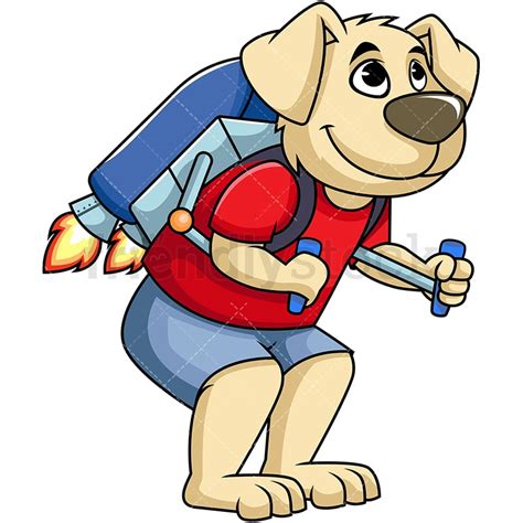 Dog Mascot Wearing Jetpack Cartoon Vector Clipart