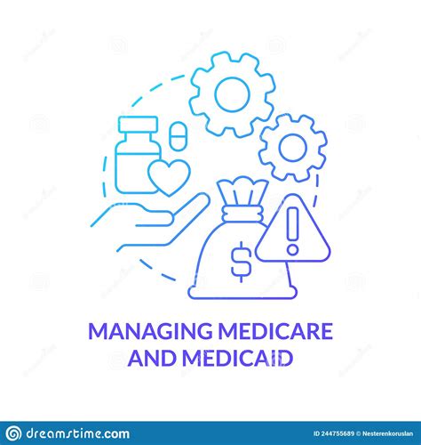 Managing Medicare and Medicaid Blue Gradient Concept Icon Stock Vector