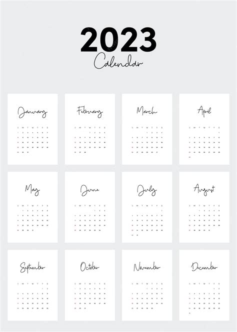 Printable Calendar 2023 Monthly Printable Template Calendar