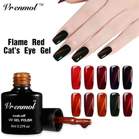 Luminous cat eye gel polish soak off smoothies magic crystal cat eye uv gel 8ml. Vrenmol 8ml Red Flame UV Fire Cat Eye Nail Gel Polish ...