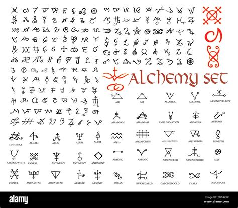 Large Set Of Alchemical Symbols Isolated On White Hand Drawn Elements