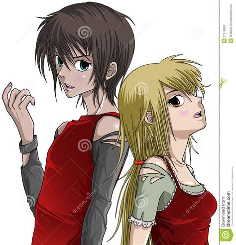 Cute Boy And Girl Anime Style Royalty Free Stock Image Image 17212656