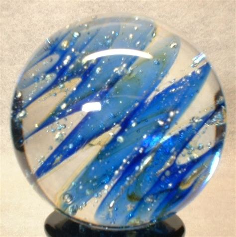 Willis Marbles 1 332 Cobalt Silver Twist Handmade Art Glass Marble