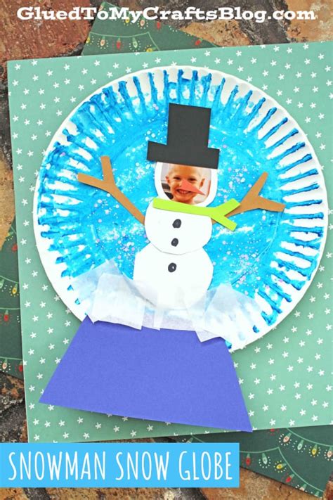 Paper Plate Snowman Snow Globe Craft