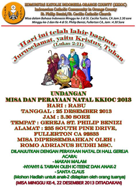 Perayaan natal permata el shadday gbkp runggun simpang glugur tahun 2010 ini. Undangan Perayaan Natal 2013 KKIOC - indonesian catholic ...