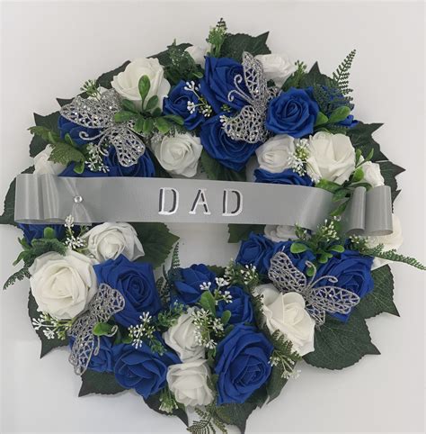 Artificial Flowers Wreath Funeral Tribute Memorial Dad Etsy