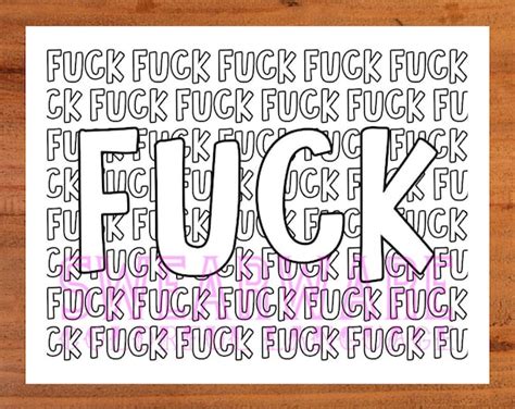 fuck swear word coloring page printable instant download etsy
