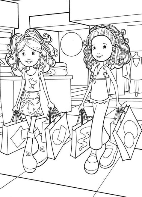 Girl Shopping Coloring Pages Clip Art Library