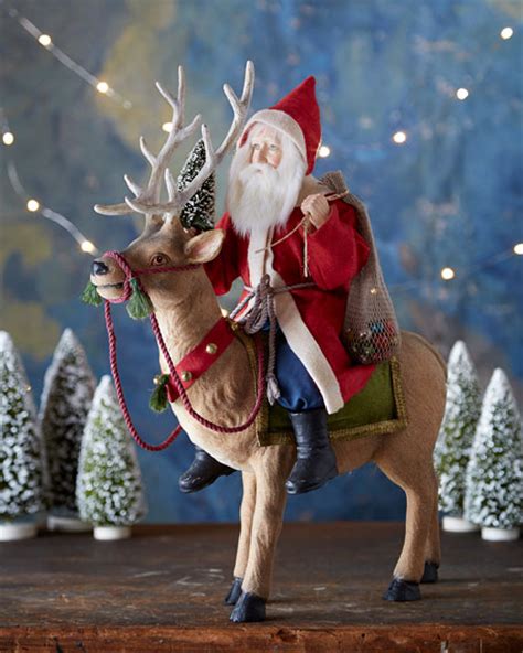 Bethany Lowe Vintage Style Santa Riding Reindeer
