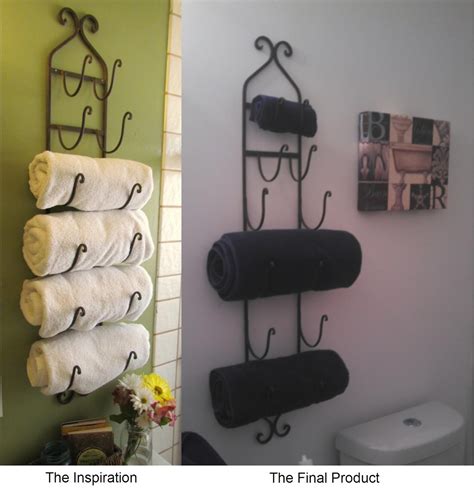 It's always a good idea to have extra towels on hand in the bathroom, but storing them in an attractive way can be a challenge. Dizzying Thoughts: Pinterest - Guest Bathroom Towel Rack