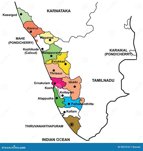 Kerala Map With 14 Districts Ph