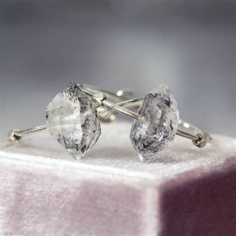 Crystal Hoop Earrings Herkimer Diamond Earrings