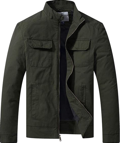 Wenven Mens Cotton Canvas Lightweight Casual Military Jacket Ebay