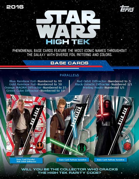 Usually produced as either promotional or collectible memorabilia relating to star wars, the cards can depict anything from screen still. 2016 Topps Star War High Tek Trading Cards - Go GTS