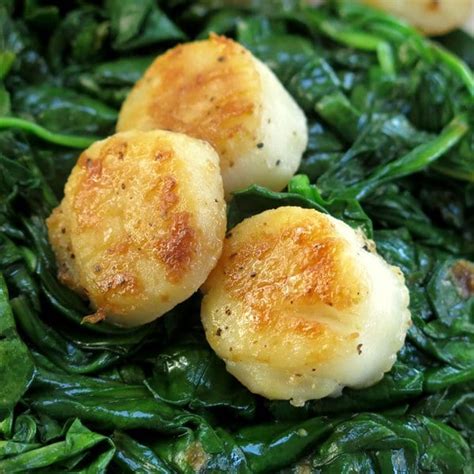 Pan Seared Scallops Recipe With Wilted Spinach The Dinner Mom My