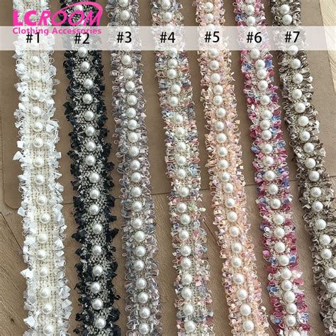 High Quality 25cm Wide Bead Pearl Knit Lace Trim Diy Hair Accessories