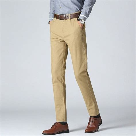 Mens Classic Business Casual Formal Male For Trousers Straight Full