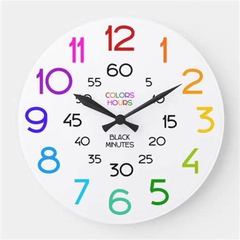 Learn To Tell Time Classroom Wall Clock For Kids Clock