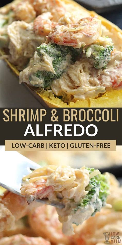 Shrimp Spaghetti Squash Alfredo With Broccoli Low Carb Yum